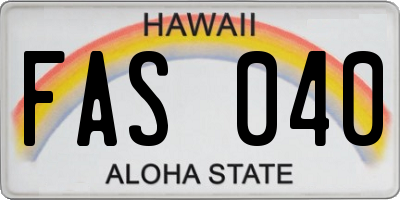 HI license plate FAS040