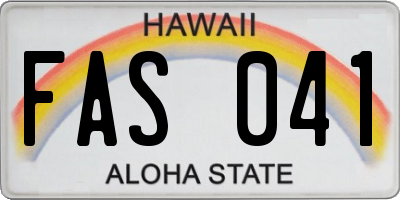 HI license plate FAS041