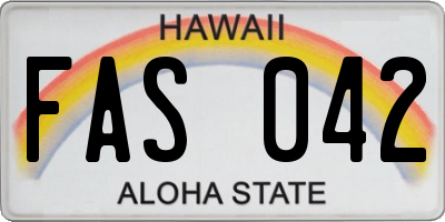 HI license plate FAS042