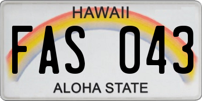 HI license plate FAS043