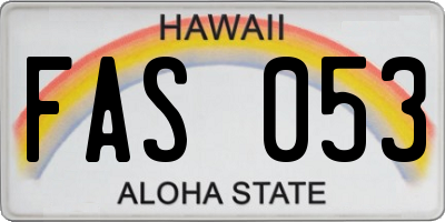 HI license plate FAS053