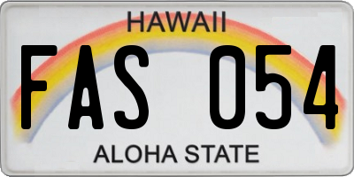 HI license plate FAS054