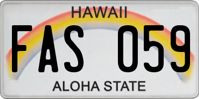 HI license plate FAS059