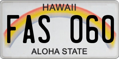 HI license plate FAS060