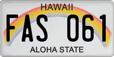 HI license plate FAS061