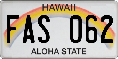 HI license plate FAS062