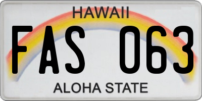 HI license plate FAS063
