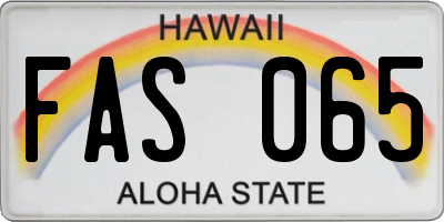 HI license plate FAS065