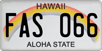 HI license plate FAS066