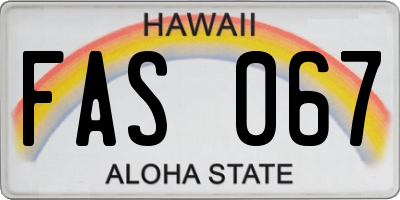HI license plate FAS067