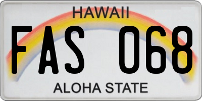 HI license plate FAS068
