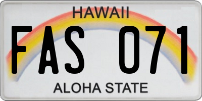 HI license plate FAS071