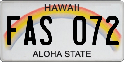 HI license plate FAS072