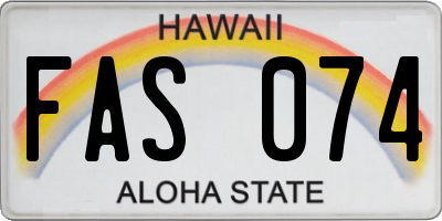 HI license plate FAS074