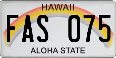 HI license plate FAS075
