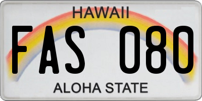 HI license plate FAS080