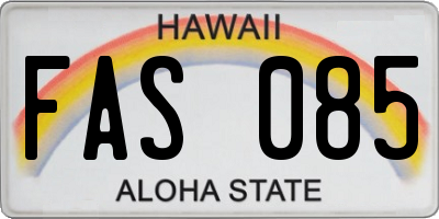 HI license plate FAS085