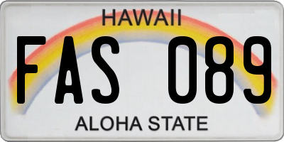 HI license plate FAS089