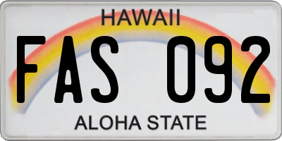 HI license plate FAS092