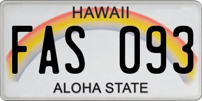 HI license plate FAS093