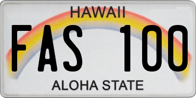 HI license plate FAS100