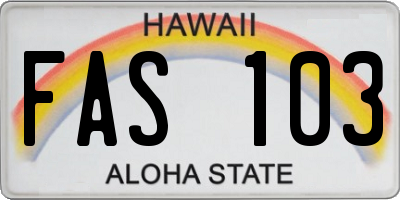 HI license plate FAS103