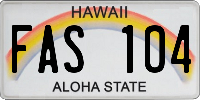 HI license plate FAS104