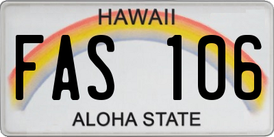 HI license plate FAS106