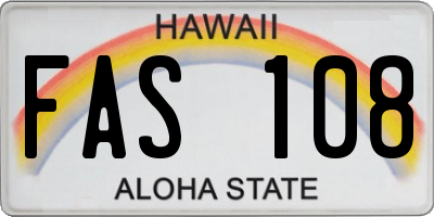 HI license plate FAS108