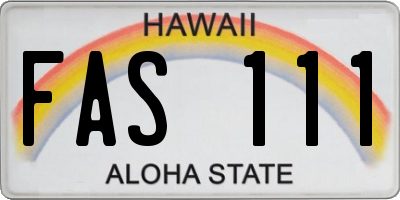 HI license plate FAS111