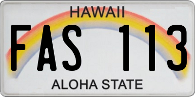 HI license plate FAS113