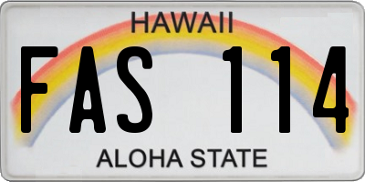 HI license plate FAS114