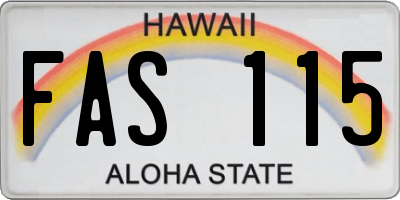 HI license plate FAS115