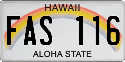 HI license plate FAS116