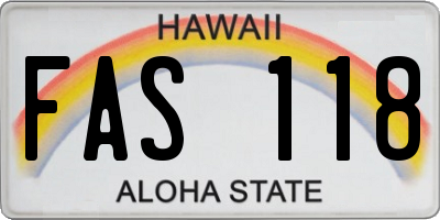 HI license plate FAS118