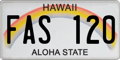 HI license plate FAS120