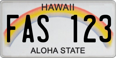 HI license plate FAS123