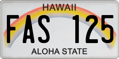 HI license plate FAS125