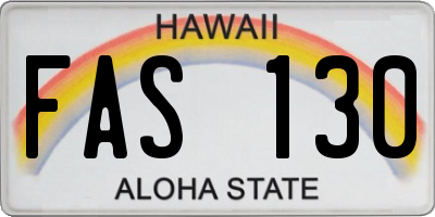 HI license plate FAS130