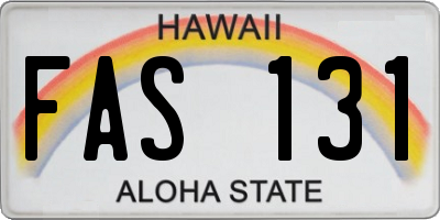 HI license plate FAS131