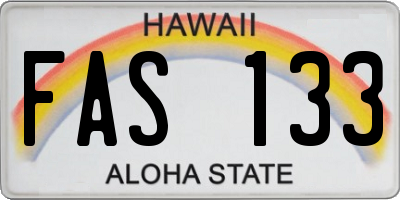 HI license plate FAS133