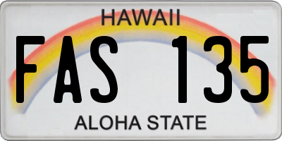 HI license plate FAS135
