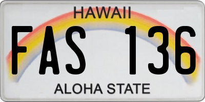 HI license plate FAS136