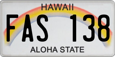 HI license plate FAS138