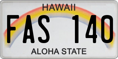 HI license plate FAS140