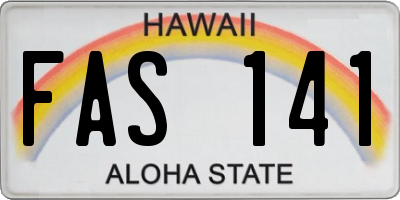 HI license plate FAS141