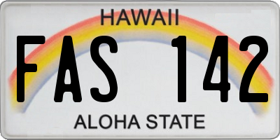HI license plate FAS142