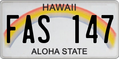HI license plate FAS147
