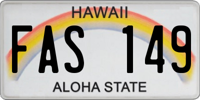 HI license plate FAS149
