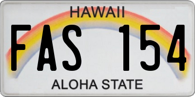 HI license plate FAS154